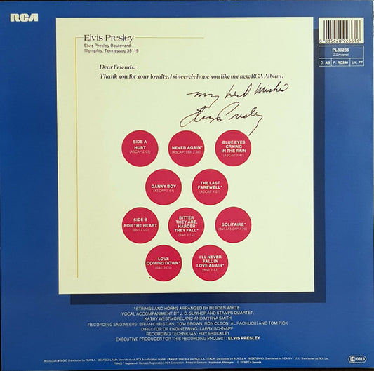 Elvis Presley : From Elvis Presley Boulevard, Memphis, Tennessee (LP, Album, RE)