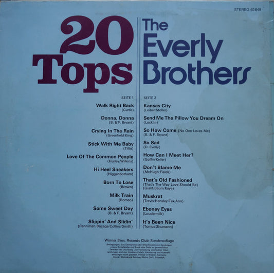 The Everly Brothers* : 20 Tops (LP, Comp, Club)