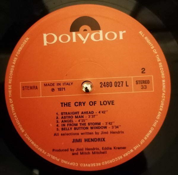 Jimi Hendrix : The Cry Of Love (LP, Album)