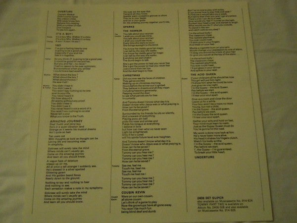 The Who : Tommy - Part 1 (LP, Album)