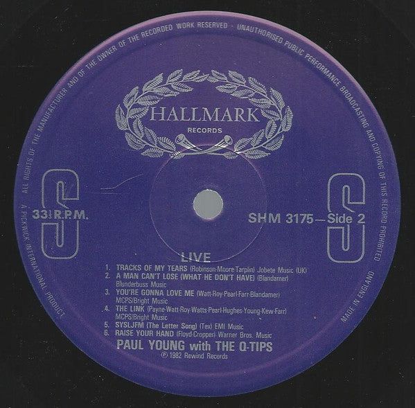 Paul Young And The Q-Tips* : Paul Young With The Q-Tips Live (LP, Album, RE)