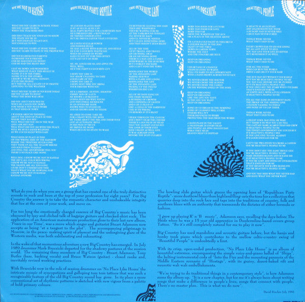 Big Country : No Place Like Home (LP, Album)