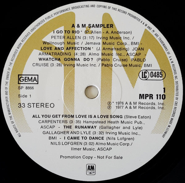 Various : New With CBS - A&M Sampler (LP, Comp, Promo)