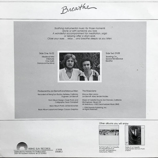 Jon Bernoff And Marcus Allen (2) : Breathe (LP, Album, RE)