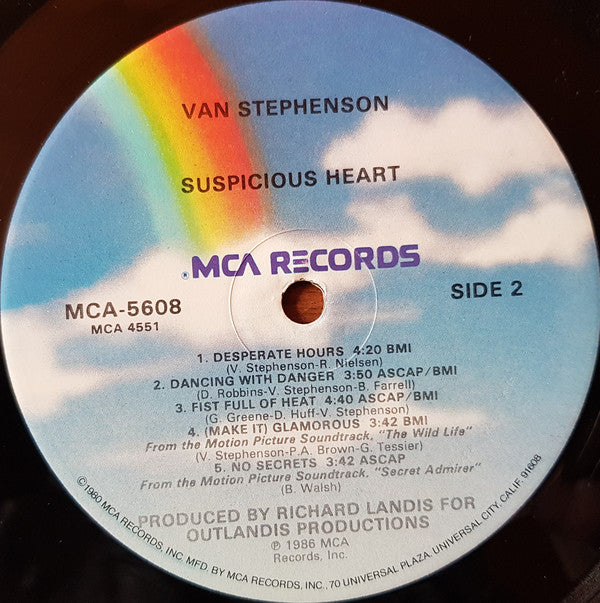 Van Stephenson : Suspicious Heart (LP, Album, Glo)