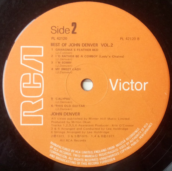 John Denver : The Best Of John Denver Volume 2 (LP, Comp)