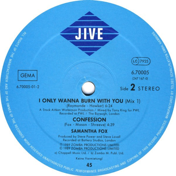 Samantha Fox : I Only Wanna Be With You (12", Maxi)