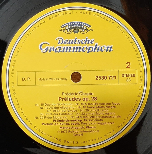 Frédéric Chopin - Martha Argerich : 24 Préludes, Op. 28 · Préludes Nr. 25, Op. 45 · Nr. 26, Op. Posth. (LP)