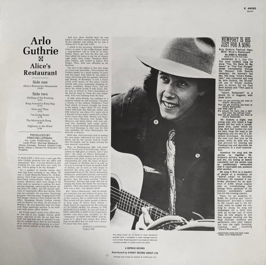 Arlo Guthrie : Alice's Restaurant (LP, Album, RE)