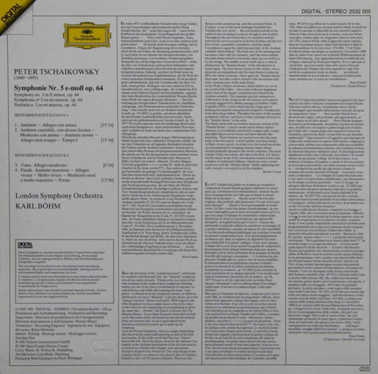 Pyotr Ilyich Tchaikovsky, London Symphony Orchestra, Karl Böhm : Symphonie No.5 (LP, Album)