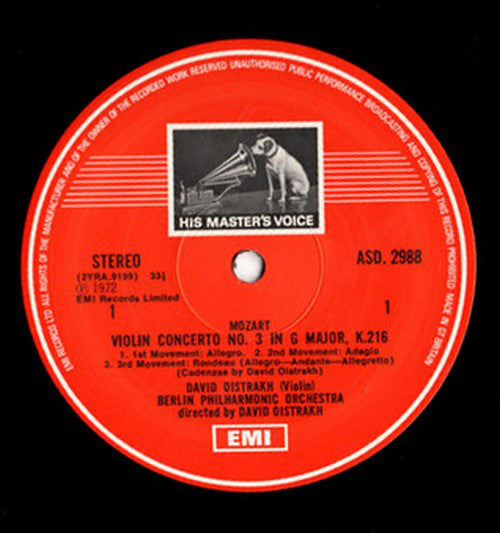 Wolfgang Amadeus Mozart - David Oistrach, Berliner Philharmoniker : Violin Concertos No. 3 & 5 (LP, Album, Comp)