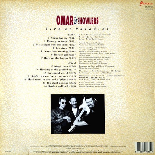 Omar And The Howlers : Live At Paradiso (LP, Album)