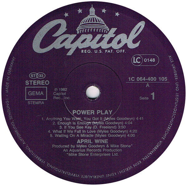April Wine : Power Play (LP, Album)