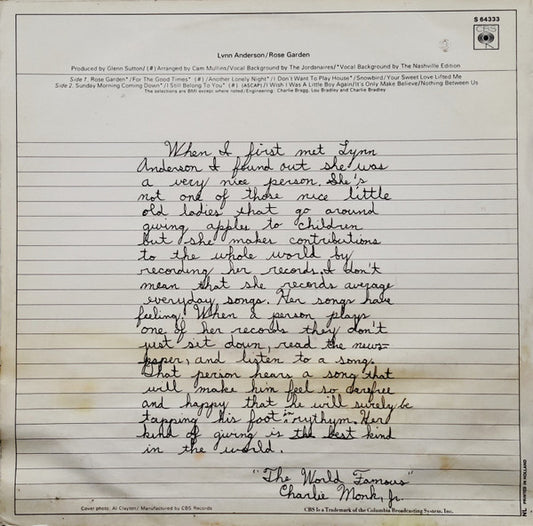 Lynn Anderson : Rose Garden (LP, Album)