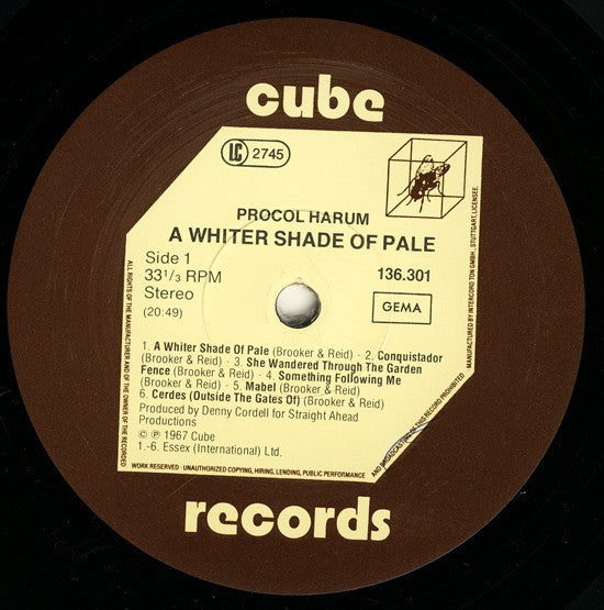 Procol Harum : A Whiter Shade Of Pale (LP, Album, RE)