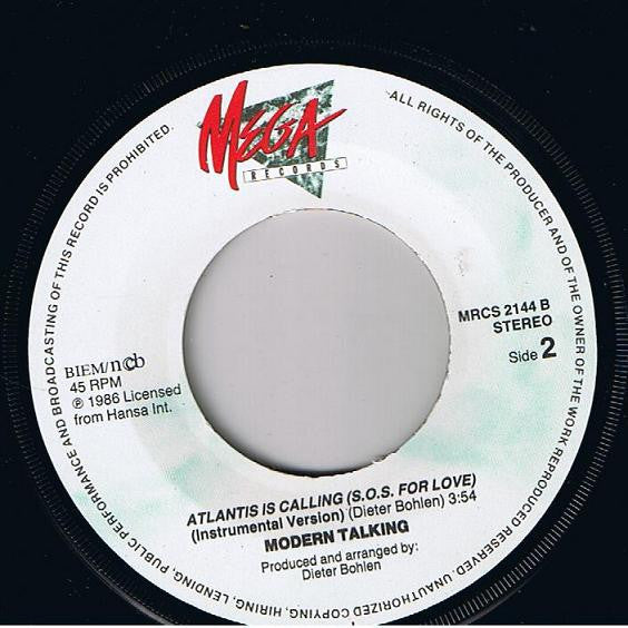 Modern Talking : Atlantis Is Calling (S.O.S. For Love) (7", Single)