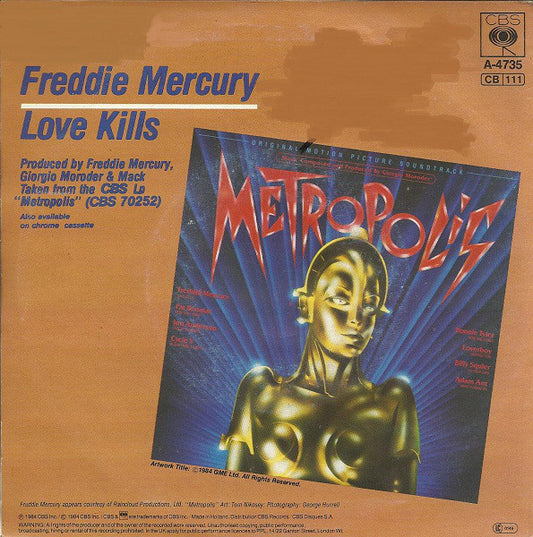 Freddie Mercury - Love Kills (7") (Very Good Plus (VG+)) - Skanderborg Vinyl