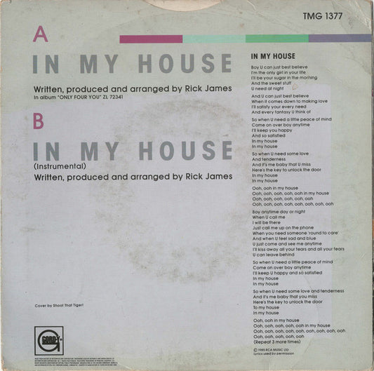 Mary Jane Girls : In My House (7", Single)