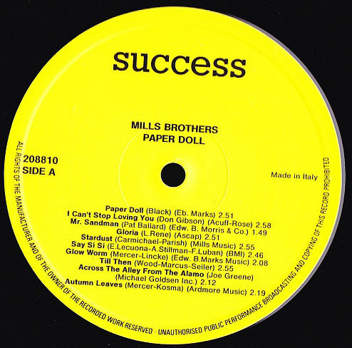 The Mills Brothers : Paper Doll (LP, Comp)