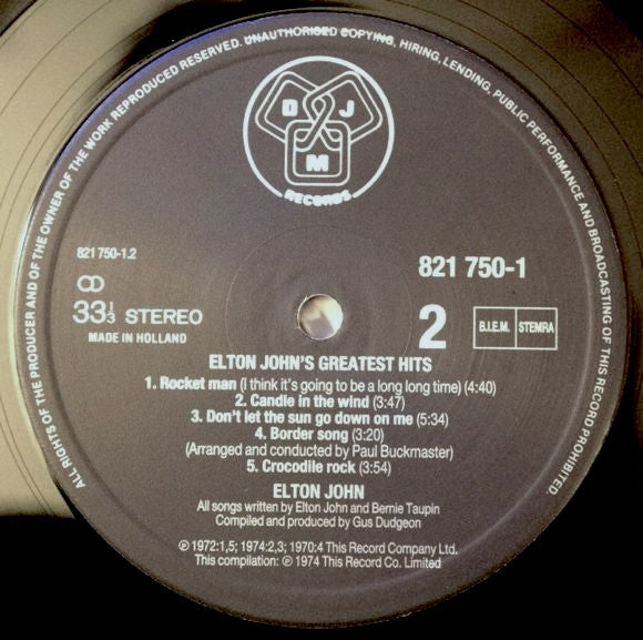 Elton John : Greatest Hits (LP, Comp, RE)