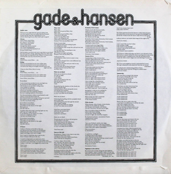 Gade & Hansen : Gade & Hansen (LP, Album)