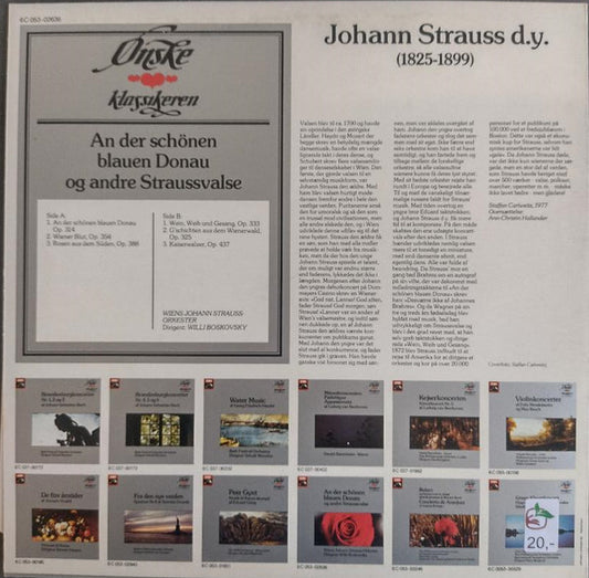Wiens Johann Strauss-Orkester* Dirigent: Willi Boskovsky : An Der Schönen Blauen Donau Og Andre Straussvalse (LP, Album)