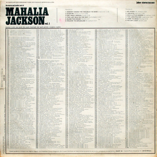 Mahalia Jackson : The Warm And Tender Soul Of Mahalia Jackson - Vol. 1 (LP, Comp)