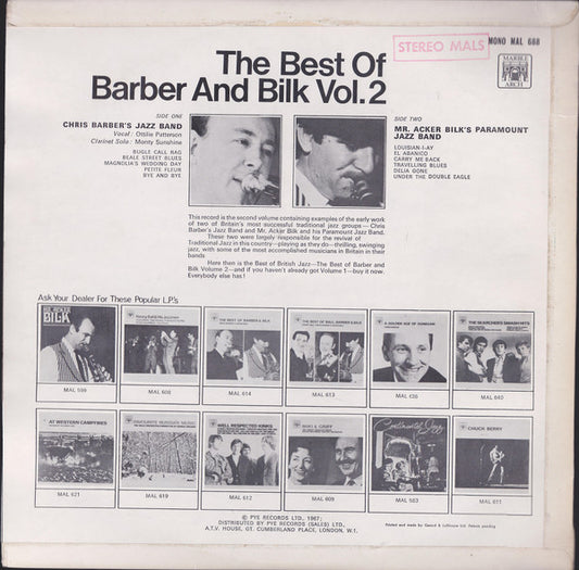 Chris Barber's Jazz Band / Acker Bilk And His Paramount Jazz Band - The Best Of Barber And Bilk Volume 2 (LP) (Very Good (VG)) - Skanderborg Vinyl