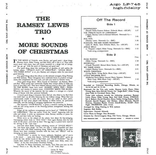 The Ramsey Lewis Trio : More Sounds Of Christmas (LP, Album, Mono, Sil)