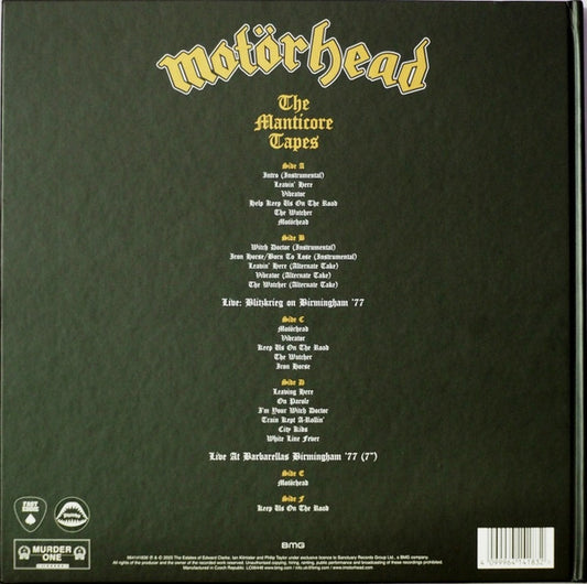 Motörhead : The Manticore Tapes (LP, Album, Cle + LP, Album, Cle + 7", Single, Cle )