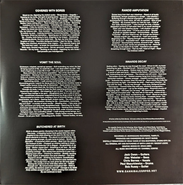 Cannibal Corpse : Butchered At Birth (LP, Album, Ltd, RE, RM, Whi)