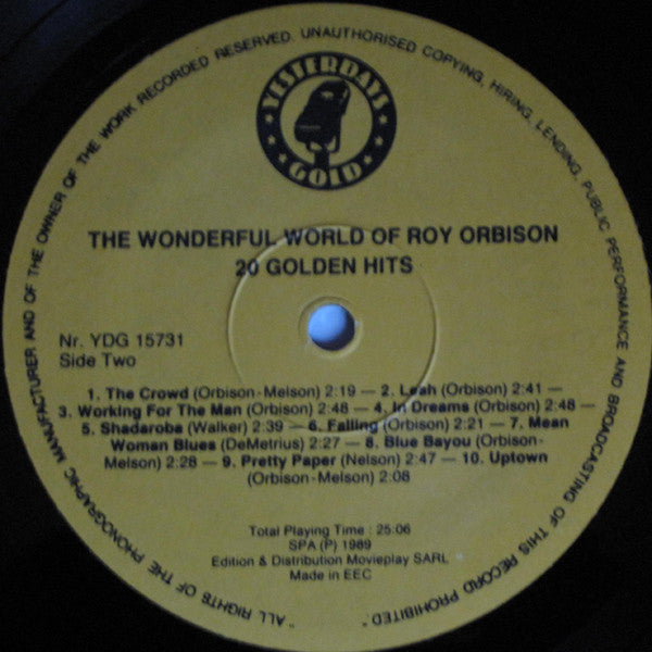 Roy Orbison : The Wonderful World Of Roy Orbison (20 Golden Hits) (LP, Comp)