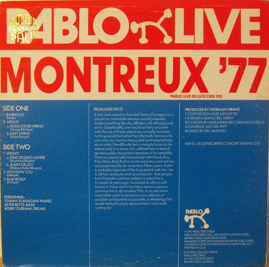 Tommy Flanagan Trio : Montreux '77 (LP, Album, Ind)