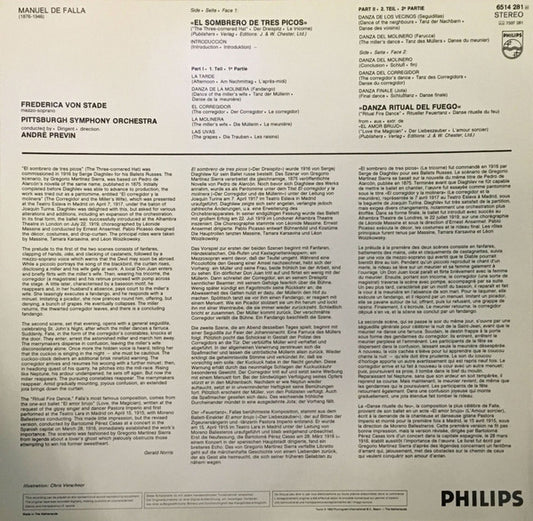 Manuel De Falla, Frederica von Stade, Pittsburgh Symphony Orchestra, André Previn : The Three-Cornered Hat = Der Dreispitz (LP, Album)