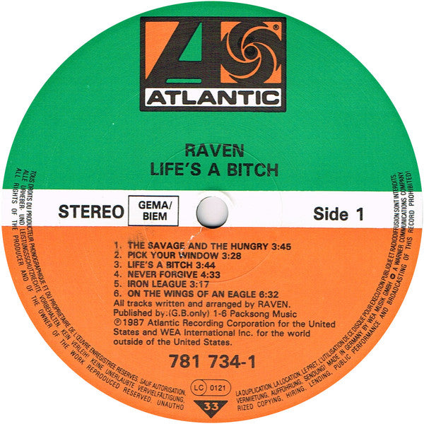 Raven (6) : Life's A Bitch (LP, Album)
