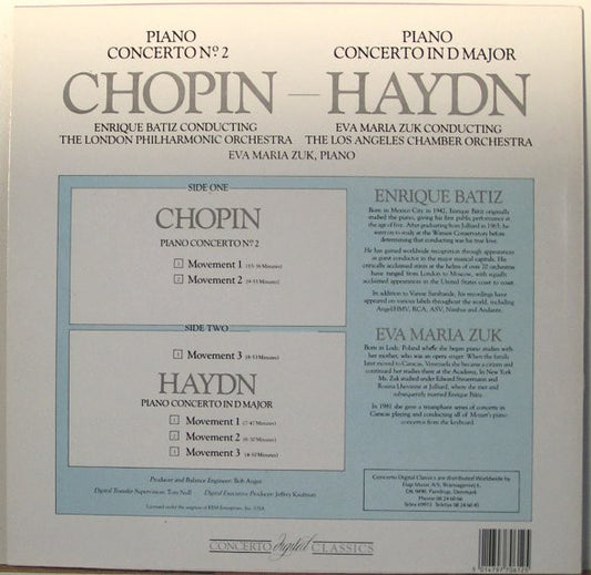 Frédéric Chopin - Joseph Haydn . Enrique Batiz Conducting London Philharmonic Orchestra And Eva Maria Zuk Conducting The Los Angeles Chamber Orchestra - Chopin - Haydn (LP) (Very Good Plus (VG+)) - Skanderborg Vinyl