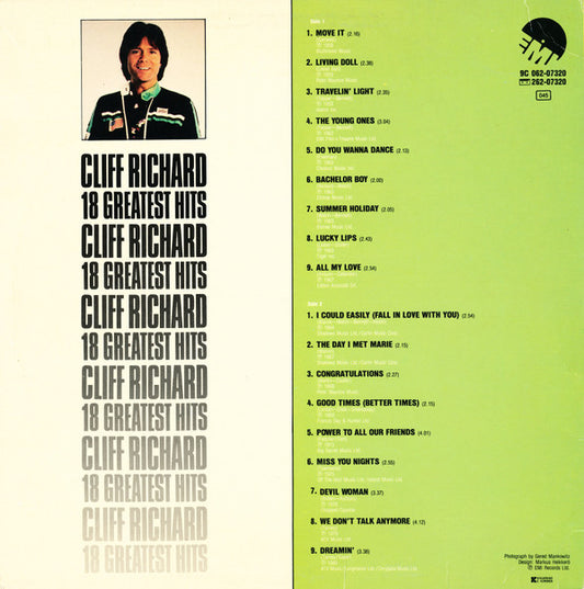 Cliff Richard - 18 Greatest Hits (LP) (Very Good Plus (VG+)) - Skanderborg Vinyl