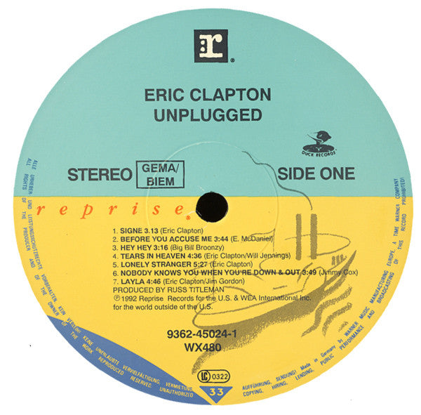 Eric Clapton : Unplugged (LP, Album, Gat)