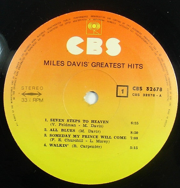 Miles Davis : Miles Davis' Greatest Hits (LP, Comp, RE)