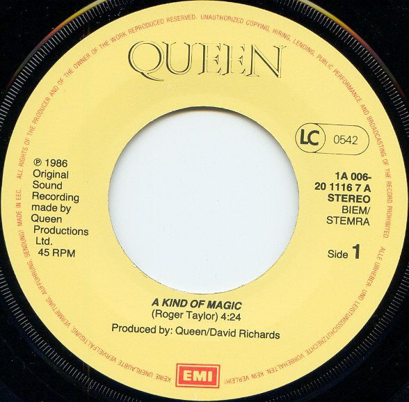 Queen : A Kind Of Magic (7", Single)