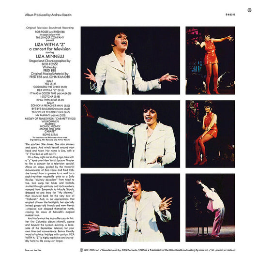 Liza Minnelli : Liza With A ‘Z’. A Concert For Television (LP, Album)