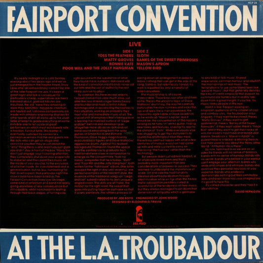 Fairport Convention - Live At The L.A. Troubadour (LP) (Very Good Plus (VG+)) - Skanderborg Vinyl