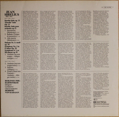 Jean Sibelius, Herbert von Karajan, Berliner Philharmoniker : Sinfonie Nr.1 / Karelia Suite (LP, Album)
