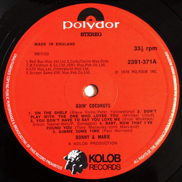 Donny & Marie* : Goin' Coconuts (LP, Album)