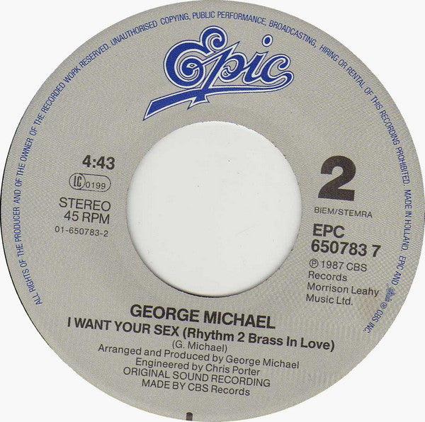 George Michael - I Want Your Sex (7") (Very Good Plus (VG+)) - Skanderborg Vinyl