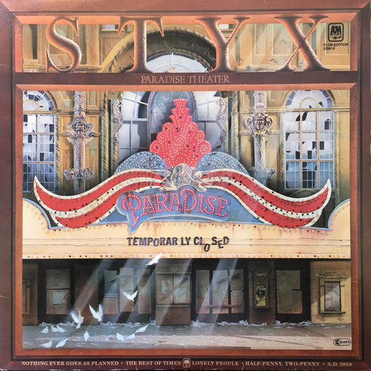 Styx : Paradise Theatre (LP, Album, Club, Etch, Gat)