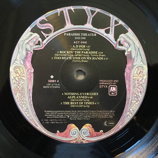 Styx : Paradise Theatre (LP, Album, Club, Etch, Gat)