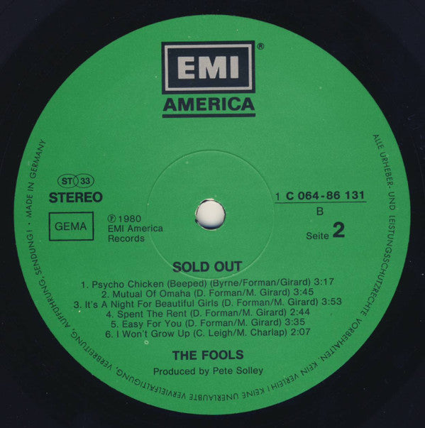 The Fools : Sold Out (LP, Album)