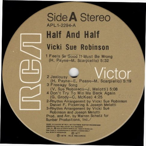 Vicki Sue Robinson : Half And Half (LP, Album)