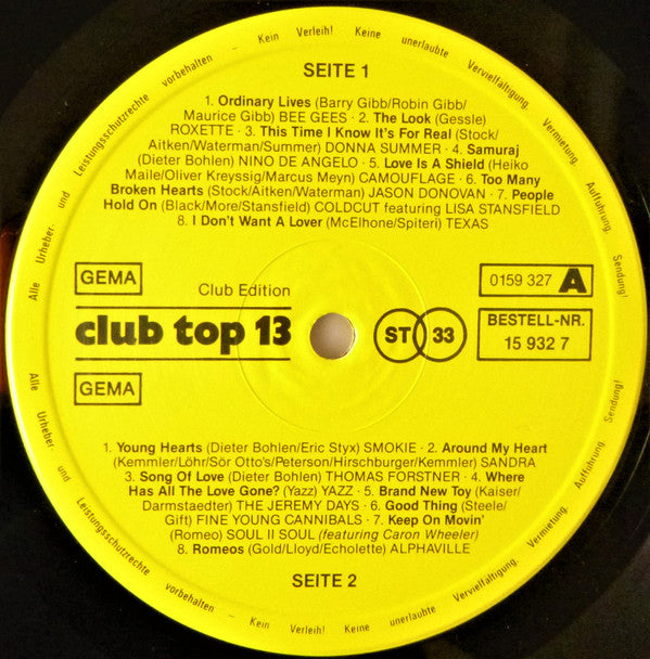 Various : Club Top 13 - Die Internationalen Top Hits Aus Den Hitparaden 1989 - Juli/August (LP, Comp, Clu)